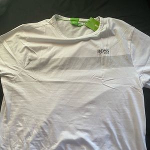 HUGO BOSS t shirt white ,comfy good material it fits a little tight On me